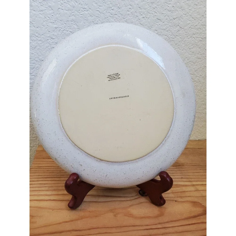 Anthropologie Plate Blue Speckled Gold Rim Dessert Salad Lunch Party Luxury 9
